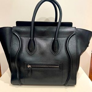 Celine Luggage Leather Handbag, Black